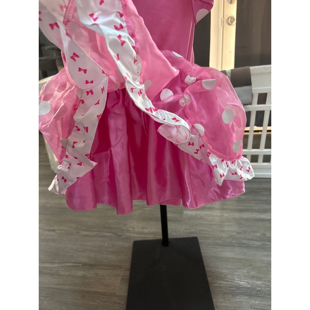 Disney Minnie Mouse Pink Polka Dot Sequin Costume Dress Kids Short Sleeve Bows‎ - Picture 5 of 9
